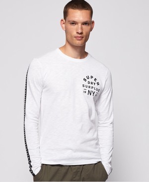 Superdry Surplus Goods Hosszú Ujjú Graphic Férfi Pólók Fehér | ZICON3501